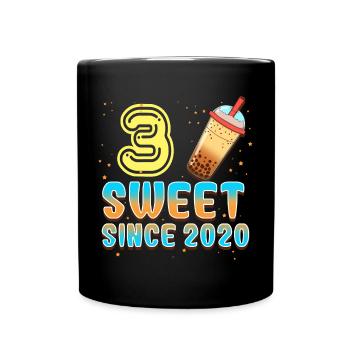3. Geburtstag Bubble Tee - Tasse einfarbig - Schwarz - Vorne