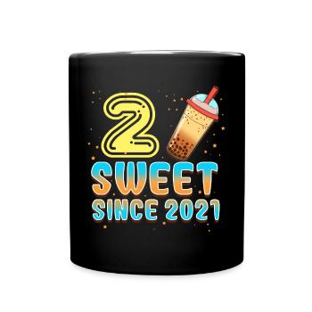 2. Geburtstag Bubble Tee - Tasse einfarbig - Schwarz - Vorne