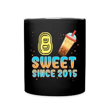 8. Geburtstag Bubble Tee - Tasse einfarbig - Schwarz - Vorne
