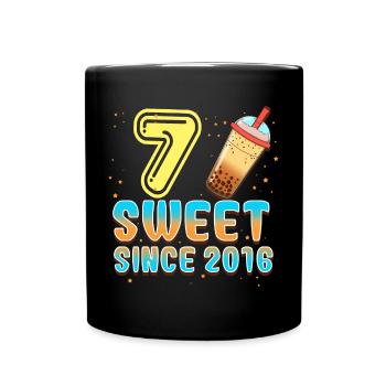 7. Geburtstag Bubble Tee - Tasse einfarbig - Schwarz - Vorne