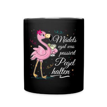 Mädels Pegel halten lustiges Flamingo Frauen Party - Tasse einfarbig - Schwarz - Vorne