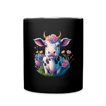 Kuh - Tasse einfarbig - Schwarz - Vorne