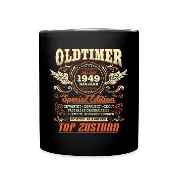 Oldtimer Baujahr 1949 Jahrgang Geburtstag Geschenk - Tasse einfarbig - Schwarz - Vorne