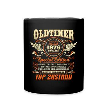 Oldtimer Baujahr 1976 Jahrgang Geburtstag Geschenk - Tasse einfarbig - Schwarz - Vorne
