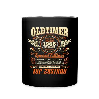 Oldtimer Baujahr 1966 Jahrgang Geburtstag Geschenk - Tasse einfarbig - Schwarz - Vorne