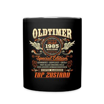 Oldtimer Baujahr 1985 Jahrgang Geburtstag Geschenk - Tasse einfarbig - Schwarz - Vorne