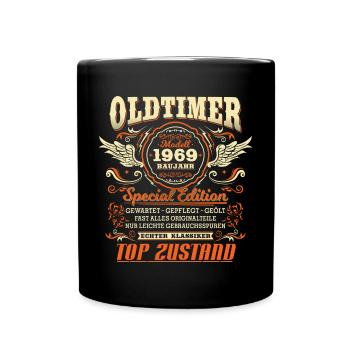 Oldtimer Baujahr 1969 Jahrgang Geburtstag Geschenk - Tasse einfarbig - Schwarz - Vorne