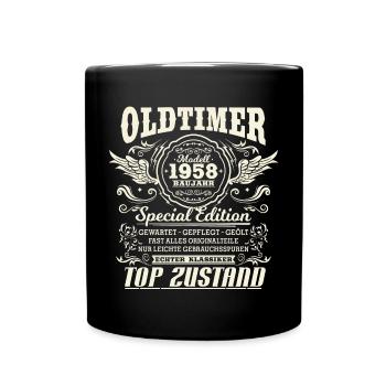 Oldtimer Baujahr 1958 Jahrgang Geburtstag Geschenk - Tasse einfarbig - Schwarz - Vorne