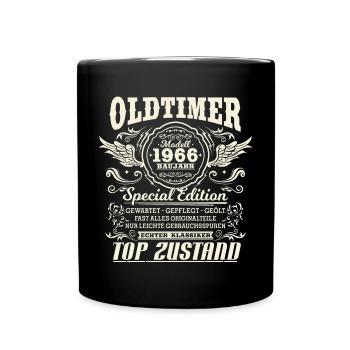 Oldtimer Baujahr 1966 Jahrgang Geburtstag Geschenk - Tasse einfarbig - Schwarz - Vorne