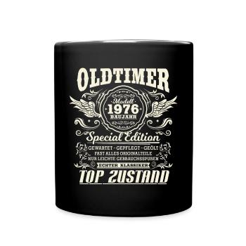 Oldtimer Baujahr 1976 Jahrgang Geburtstag Geschenk - Tasse einfarbig - Schwarz - Vorne