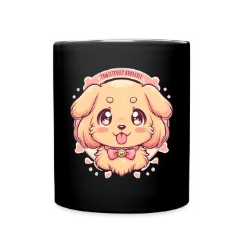Golden Retriever Kawaii Puppies Dog Design - Mug uni - noir - Devant