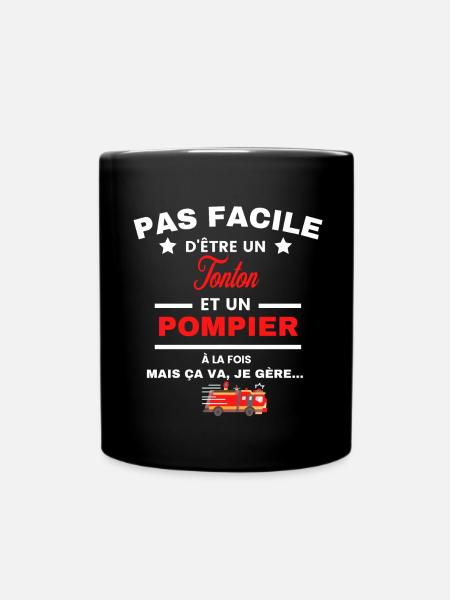 pas facile d'être POMPIER et Tonton - Mug uni - noir