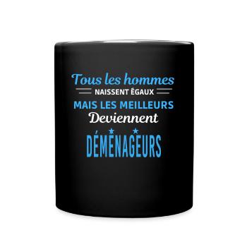 tous les hommes naissent égaux Déménageurs - Mug uni - noir - Devant