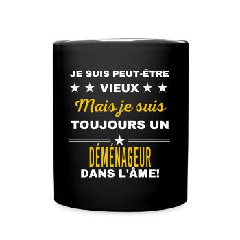 Je suis peut-être vieux DÉMÉNAGEUR - Mug uni - noir - Devant