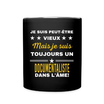 Je suis peut-être vieux DOCUMENTALISTE - Mug uni - noir - Devant