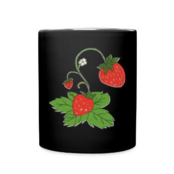 erdbeerpflanze impressionismus - Tasse einfarbig - Schwarz - Vorne