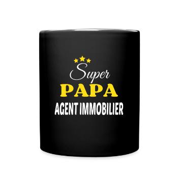 Super Papa AGENT IMMOBILIER ANNIVERSAIRE - Mug uni - noir - Devant