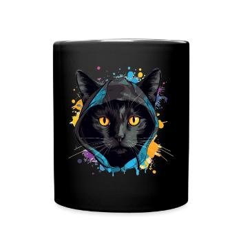 Cat Head Black Cat Bombay Happy Cat Cats - Full Colour Mug - black - Front