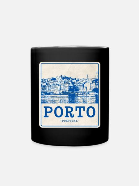 Porto Blau Vintage Skyline - Tasse einfarbig - Schwarz