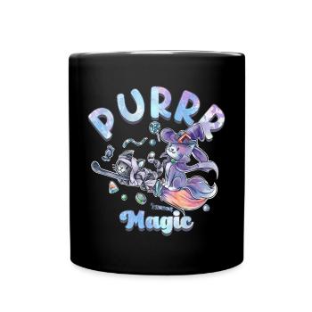 Halloween Purr Magic Funny Graphic - Full Colour Mug - black - Front
