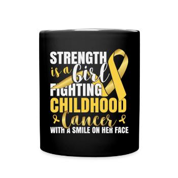 La force est une fille qui lutte contre le cancer infantile - Mug uni - noir - Devant