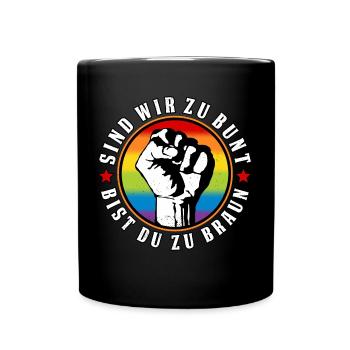 Antifaschistisches LGBTQ+ Anti Homophobie Protest - Tasse einfarbig - Schwarz - Vorne