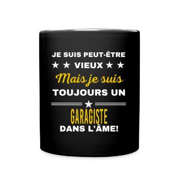 Je suis peut-être vieux GARAGISTE - Mug uni - noir - Devant