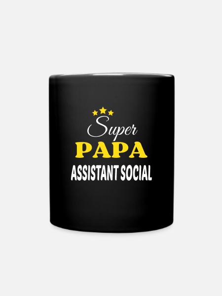 Super Papa ASSISTANT SOCIAL ANNIVERSAIRE - Mug uni - noir