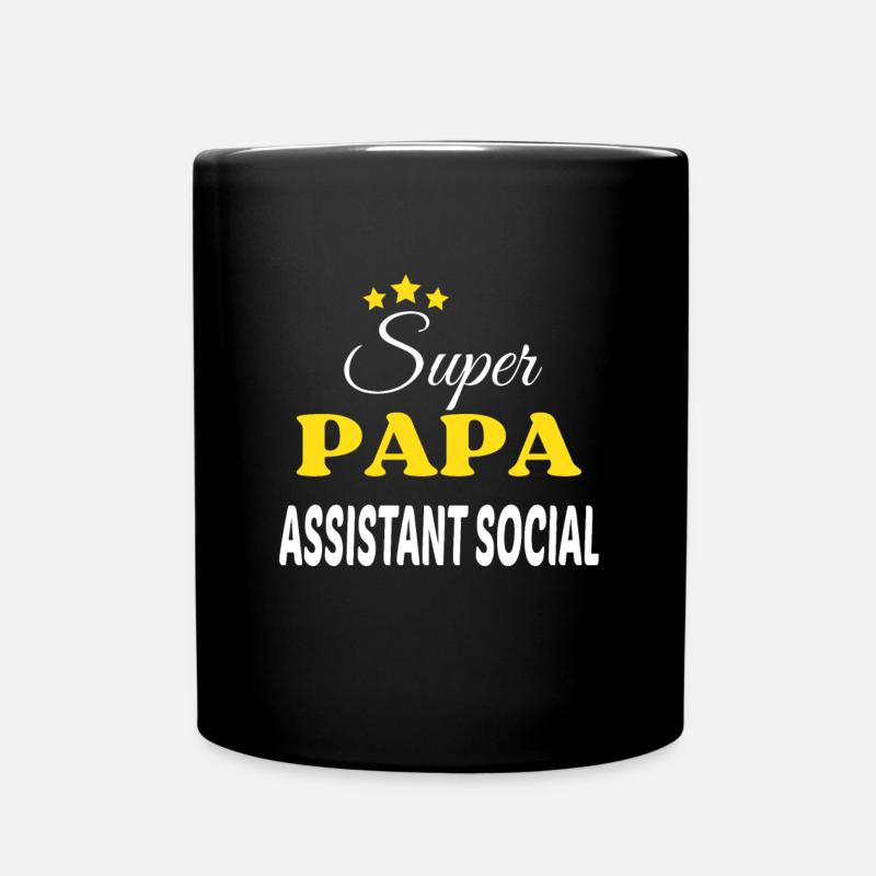 Super Papa ASSISTANT SOCIAL ANNIVERSAIRE - Mug uni - noir
