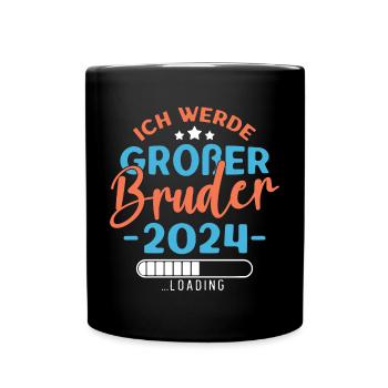 Großer Bruder 2024 Jungen Geschwister Geburt - Tasse einfarbig - Schwarz - Vorne