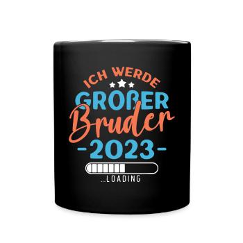 Großer Bruder 2023 Jungen Geschwister Geburt - Tasse einfarbig - Schwarz - Vorne