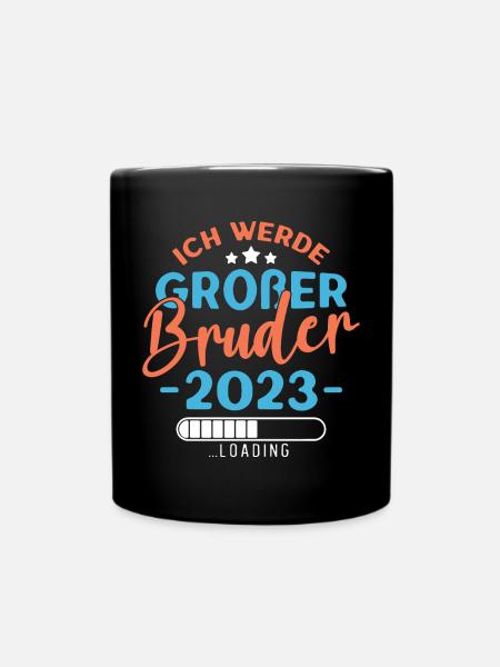 Großer Bruder 2023 Jungen Geschwister Geburt - Tasse einfarbig - Schwarz