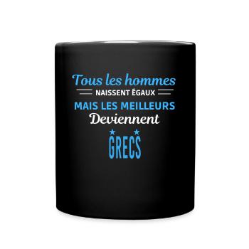 tous les hommes naissent égaux Grecs - Mug uni - noir - Devant