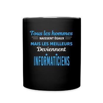 tous les hommes naissent égaux Informaticiens - Mug uni - noir - Devant
