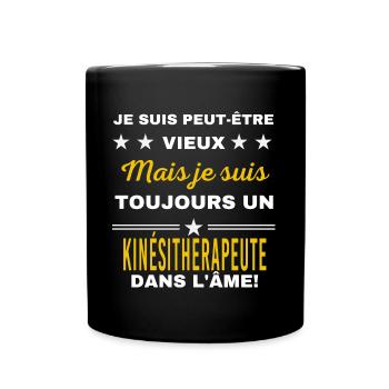 Je suis peut-être vieux KINÉSITHERAPEUTE - Mug uni - noir - Devant