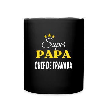 Super Papa CHEF DE TRAVAUX ANNIVERSAIRE - Mug uni - noir - Devant