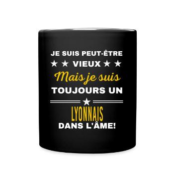 Je suis peut-être vieux LYONNAIS - Mug uni - noir - Devant