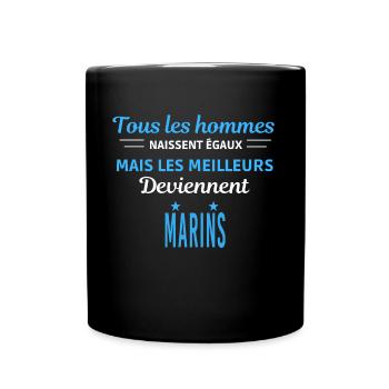 tous les hommes naissent égaux Marins - Mug uni - noir - Devant
