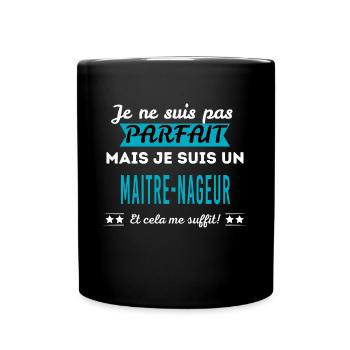 Je ne suis pas parfait MAITRE-NAGEUR - Mug uni - noir - Devant
