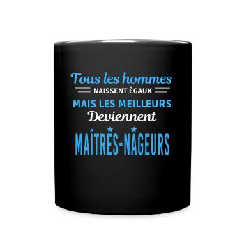 tous les hommes naissent égaux Maîtres-nageurs - Mug uni - noir - Devant