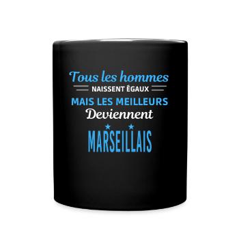 tous les hommes naissent égaux Marseillais - Mug uni - noir - Devant