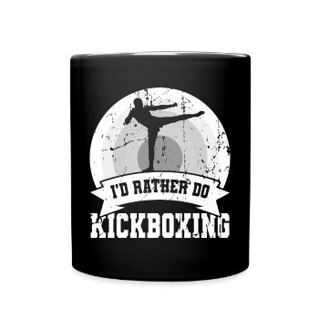Ich würde lieber Kickboxen - Tasse einfarbig - Schwarz - Vorne