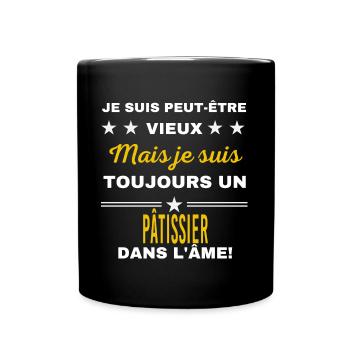 Je suis peut-être vieux PÂTISSIER - Mug uni - noir - Devant