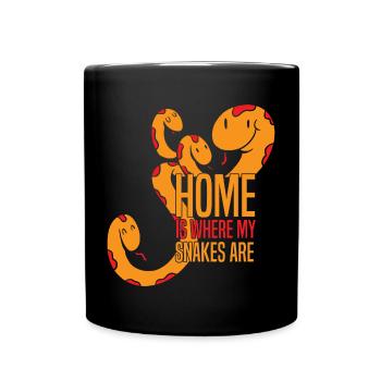 Schlangen Liebhaber | Haustiere Reptil Geschenke - Tasse einfarbig - Schwarz - Vorne