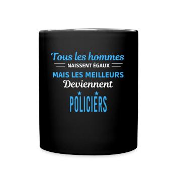 tous les hommes naissent égaux Policiers - Mug uni - noir - Devant