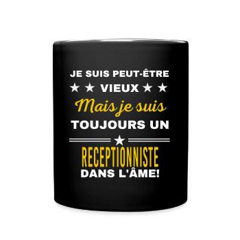 Je suis peut-être vieux RECEPTIONNISTE - Mug uni - noir - Devant