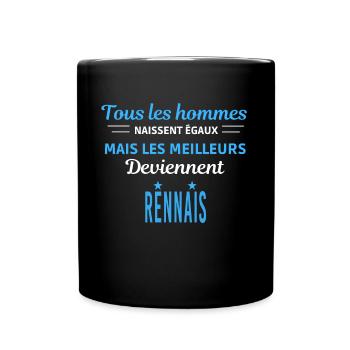 tous les hommes naissent égaux Rennais - Mug uni - noir - Devant