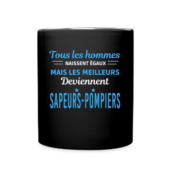tous les hommes naissent égaux Sapeurs-pompiers - Mug uni - noir - Devant