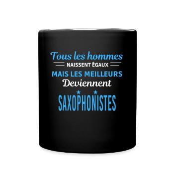 tous les hommes naissent égaux Saxophonistes - Mug uni - noir - Devant
