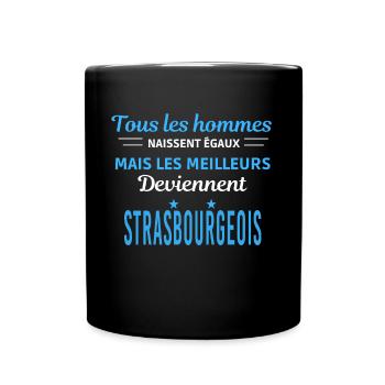 tous les hommes naissent égaux Strasbourgeois - Mug uni - noir - Devant
